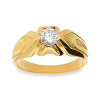 Anillo solitario de oro para hombre con circonita