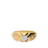 Anillo solitario de oro para hombre con circonita