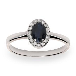 Sortija oro blanco 16 diamante natural blanco small inclusions 1 0,08 kt. grano orla zafiro fino oval 6 x 4 mm. 4 garras medida 08,5 x 7 altura 03,5 2BRSSR86O20ZAN14