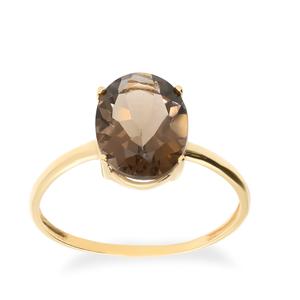 Sortija cuarzo fumé oval 10 x 8 mm. 4 garras aro centro 10 018SSR03U108FA11