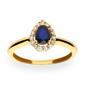 Sortija zafiro fino pera 5 x 4 circonita orla galería garras medida 08,5 x 7 altura 4 018SSR04L975ZA09