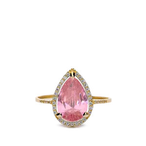 Sortija circonita rosa pera 12 x 8 mm. 3 garras circonita alrededor aro circonita 14 centro x 10 218SSR03MRFRFA16