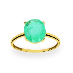 Sortija cuarzo verde oval 10 x 8 mm. 4 garras 218SSR03WVOFSA16