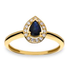 Sortija zafiro fino pera 5 x 4 circonita orla galería garras medida 08,5 x 7 altura 4 aro cuchilla rebajado 318SSR03SLGZAA14