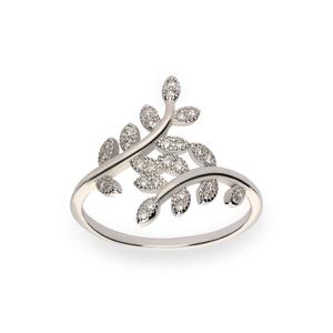 Sortija de Plata Ramas con Hojas con Circonitas. Calibre 19 mm. 11315-16
