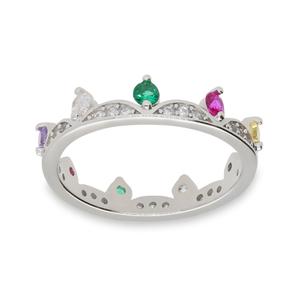 Sortija plata tipo alianza circonita garras corona circonita tutti fruti medida 4 113186-12