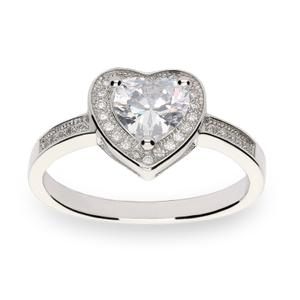 Sortija plata tipo solitario circonita grano corazón circonita corazón garras centro aro circonita grano medida 10 1137-20