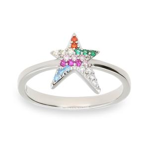 Sortija plata circonita tutti fruti centro estrella medida 10,5 11442-14