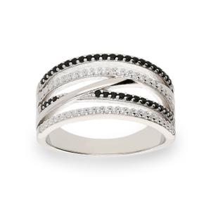 Sortija plata circonita garras circonita negra garras enlazado calado medida 9 116640-14
