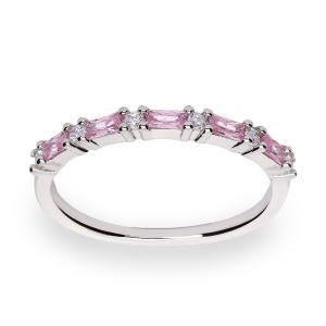 Sortija plata 5 circonita rosa bagué 6 circonita garras medida 01,3 120998-14