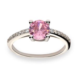 Sortija plata tipo solitario circonita rosa garras aro circonita grano medida 6 122007-14