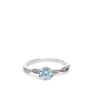 Sortija plata tipo solitario circonita agua clara 6 garras aro circonita hilo liso enlazado calado medida 5 122009-14