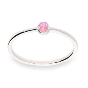 Sortija plata tipo solitario circonita rosa chaton centro aro liso medida 3 12267-12