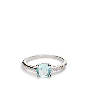 Sortija plata tipo solitario circonita agua clara garras aro circonita grano medida 6,5 122997-14