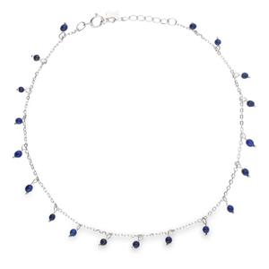 Tobilleras plata con cadena forsat 19 motivo piedra azul oscuro colgar medida 2 de largo 23 extensible 25 . cierre de reasa 345190-AZO