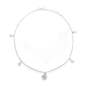 Tobilleras plata con cadena forsat 01,2 mm. 5 motivo colgar trébol circonita 6 4 circonita chaton medida 4 de largo 23 extensible 25 . cierre de reasa 34583