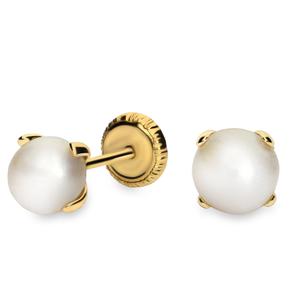 Pendiente bebé perla cultivada china esferica 3 mm. pasada 4 garras cierre de tuerca con interior de polipropileno 22B22