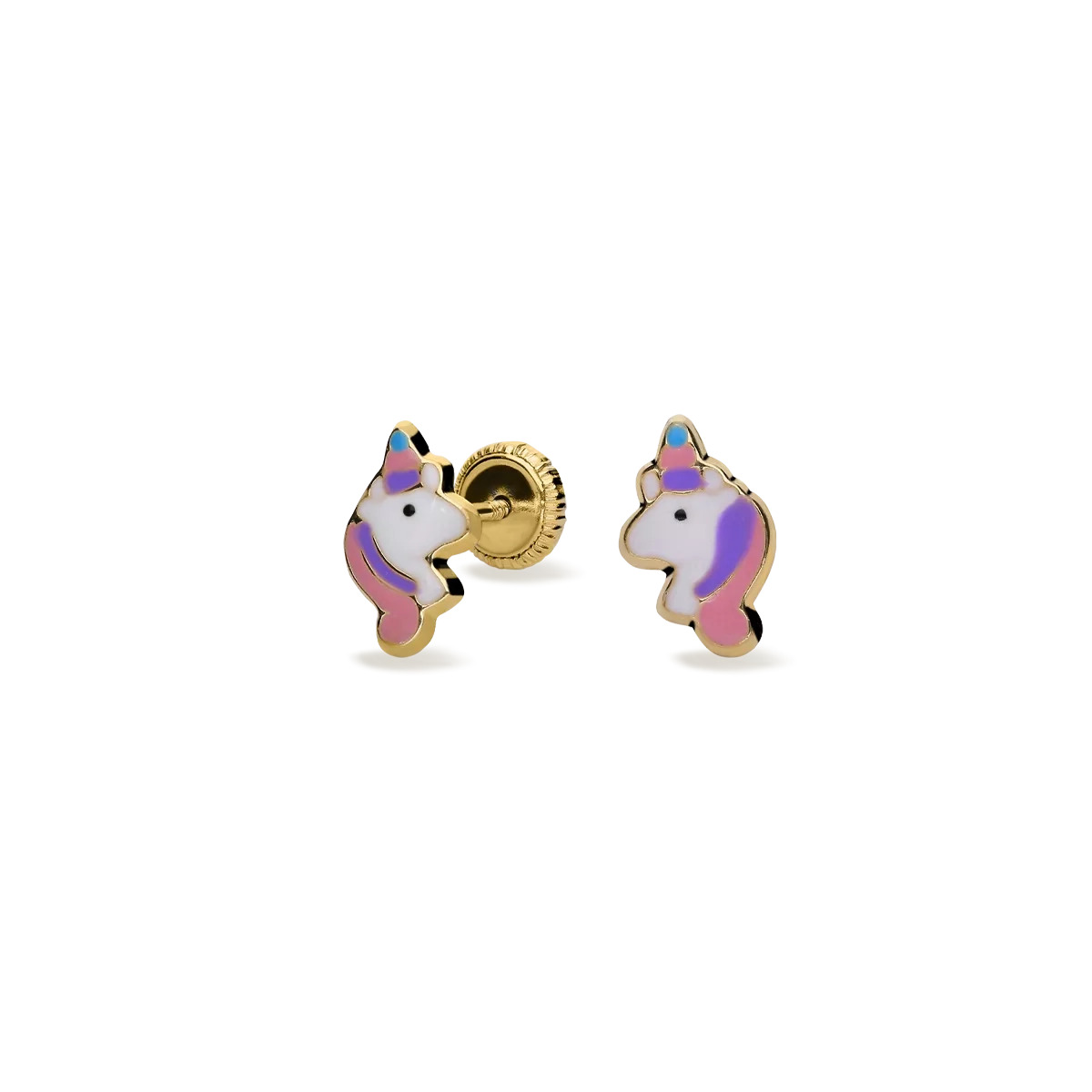 pendientes bebe unicornios 8mm oro 18 quilates
