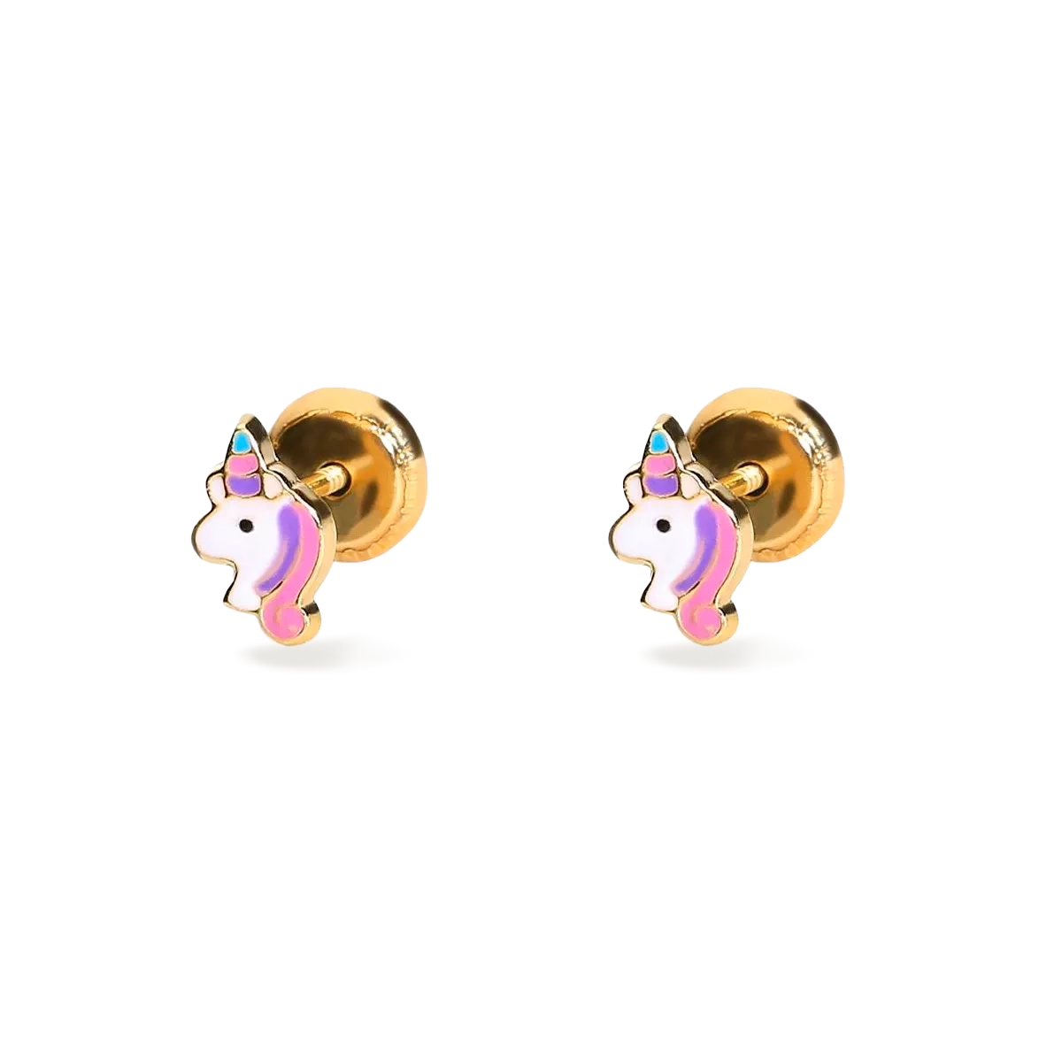 pendientes bebe unicornios 8mm oro 18 quilates