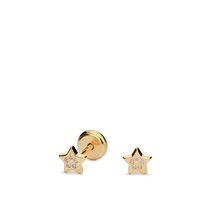 Pendientes para bebe estrellas grano oro 18 quilates