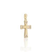 Cruz oro 18 quilates con circonitas y dibujo cruz 17mm
