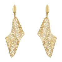 Pendientes rombo onda filigrana oro 18 quilates