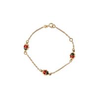 Pulsera bebe mariquitas oro 18 quilates