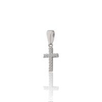 Cruz oro blanco 18 quilates circonitas 11mm