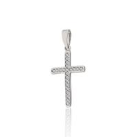 Cruz oro blanco 18 quilates circonitas 20mm