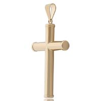 Cruz de oro 18 quilates palo redondo liso 32mm