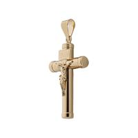 Cruz oro 18 quilates palo clasico con cristo inri 24mm