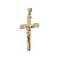 Cruz oro bicolor 18 quilates cristo hombre 30mm