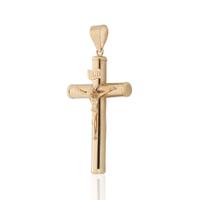 Cruz oro 18 quilates hombre palo clasico con cristo inri 35mm