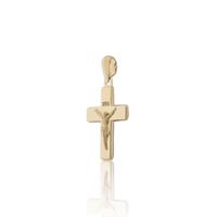 Cruz oro 18 quilates palo plano con cristo inri 17mm