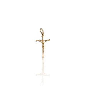 Cruz de Oro Macizo para Hombre con Palo Redondo con Cristo Calibre 23 x 01 mm. 018UCZ63PCMX5A23