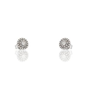 Pendiente de Oro Blanco Orla Engarzada en Garras con 50 Diamantes Naturales H.P1 (Blanco Piqué 1) de 0,20 Kt. Orla Disco Calibre 07,70 mm. Cierre de Presión. 0BRSPD88J7314B00