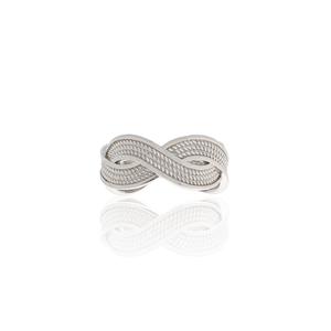 Sortija de Plata Trenza con Bolitas. Aro Abierto. Calibre 08,50 mm. 11431-12