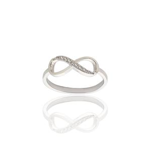 Sortija de Plata Símbolo Infinito con Circonitas. Calibre 15 x 06 mm. 13010-18