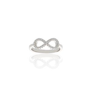 Sortija de Plata Símbolo Infinito con Circonitas. Calibre 15 x 06,50 mm. 1304-18
