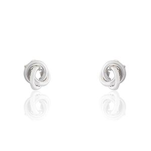 Pendiente de Oro Blanco Nudo Liso. Calibre 10 mm. Cierre Presión. 18A254