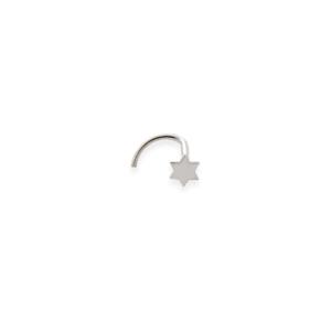 Pendiente de Oro Blanco Piercing de Nariz con Forma de Estrella. Tubo Calibre 0,40 mm. Sin Cierre. Largo 0,80 mm. 23X48