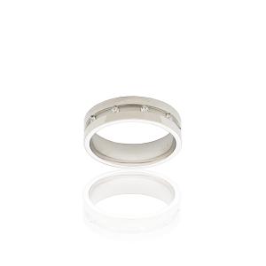 Alianza Plata 6mm Mate-Brillo con 10 circonitas 2529-10