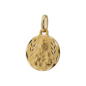 Medalla Virgen del Carmen bisel lapidado oro de 18 quilates. Medida 14mm. 49T21