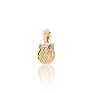 Colgante de Oro Forma de Gato Calado en Filigrana. Fondo Diamantado. Calibre 13 mm. 618SCO38D0301A00