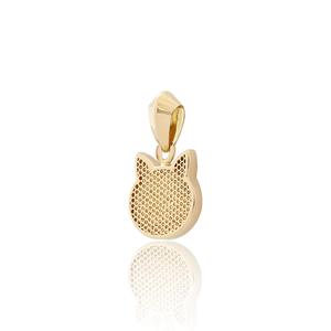 Colgante de Oro Forma de Gato Calado en Filigrana. Fondo Diamantado. Calibre 16 mm. 618SCO38D0302A00