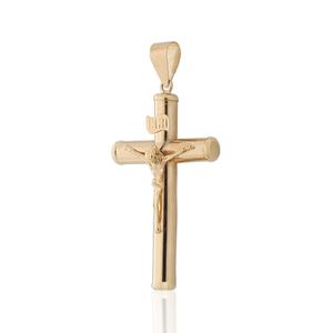 Cruz de Oro para Hombre con Palo Redondo Liso e Imagen de Cristo Fundido. Calibre 35 x 04 mm. 718UCZ42TX435A35