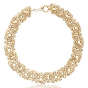 Gargantilla de Oro con Eslabones Triangulares Calados con Filigrana. Calibre 22 mm. Largo 45 cm. Cierre de Reasa. 918SGA31D0699A45