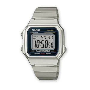 Reloj Casio para Señora con Caja de Resina y Armis de Acero Plateado. Esfera Digital, Alarma, Calendario Automático, Indicador 12/24 horas, Cronómetro, Luz, Pila 7 Años. Sumergible 50m. Caja 43x41mm B650WD-1AEF