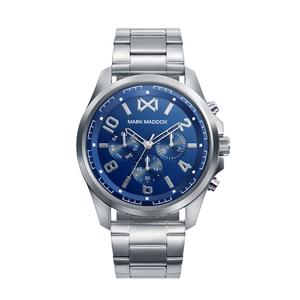 Reloj Multifunción Mark Maddox para Caballero de Acero con Armis Clásico de Calibre 24mm. Esfera Azul con Números Árabes-Palos y Bisel Liso. Sumergible 50m. Caja 46mm HM0109-35