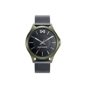 Reloj Mark Maddox para Hombre de Aluminio Pavonado Verde Oliva con Armis de Acero Pavonado Negro tipo Malla Milanesa de Calibre 20mm. Esfera Negra con Números Palos y Bisel Liso. Sumergible 50m. Caja 42mm HM7127-57